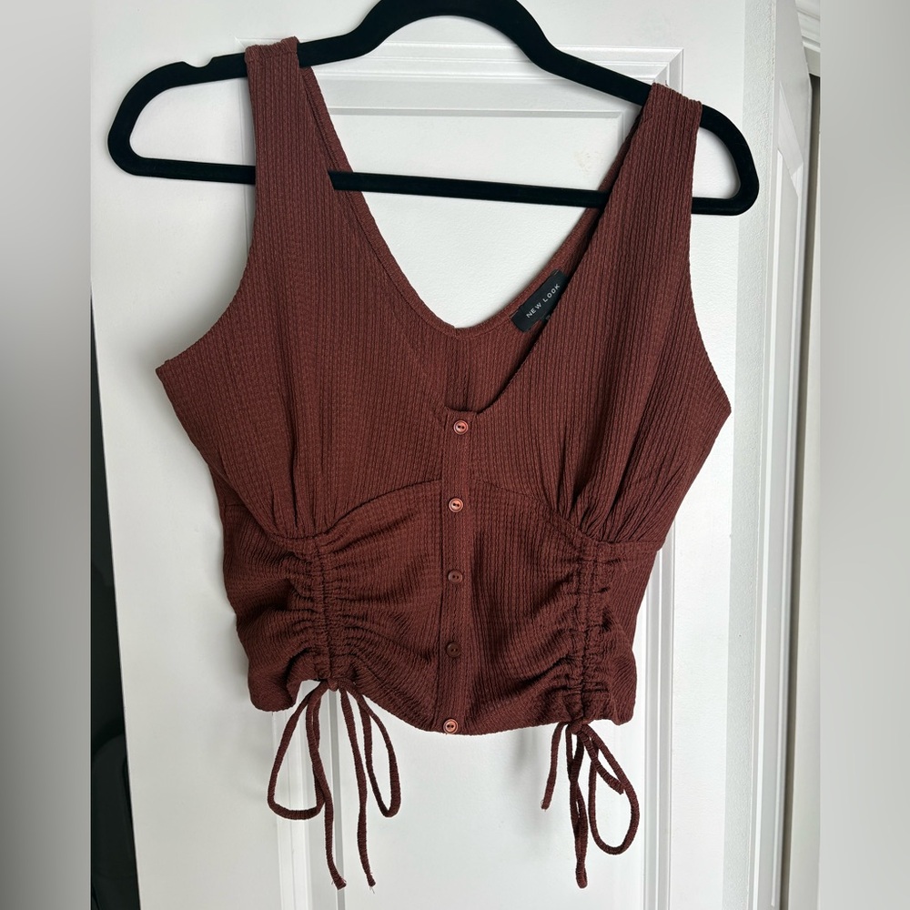 New Brown Ruched Tank Top